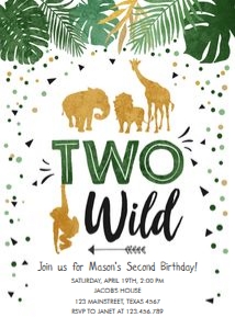 Birthday Invitation Two Wild Boy design preview