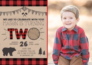 Birthday Invitation Lumberjack Two Boy - With Photo design preview