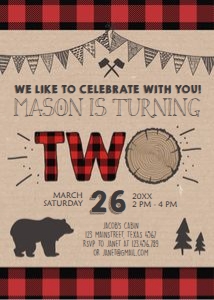 Birthday Invitation Lumberjack Two Boy design preview
