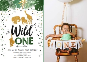 Birthday Invitation Safari Animals Wild One Top Animals Photo design preview