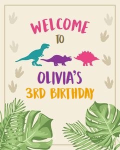 Welcome Sign Dinosaur Girl design preview