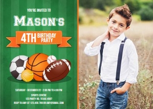 Birthday Invitation Sport - With photo design preview