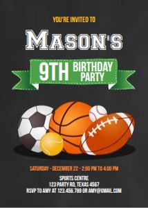 Birthday Invitation Sport Chalk design preview