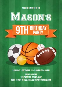 Birthday Invitation Sport Green design preview
