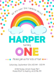 Birthday Invitation Rainbow White design preview