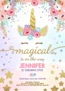 Birthday Invitation Magical Unicorn design preview