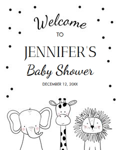Welcome Sign Animals Safari White design preview