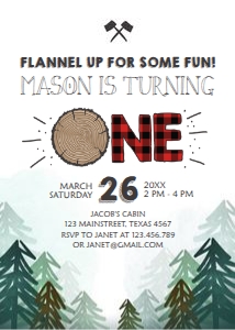 Birthday Invitation Lumberjack Woods One design preview