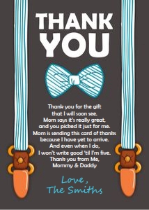 Thank you Card Little Man Brown Blue design preview