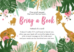 Bring a Book Card Safari Animals Pink design preview