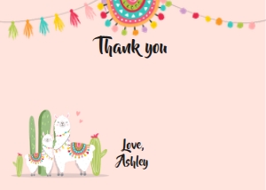 Thank you Card Llama Pink 2 design preview
