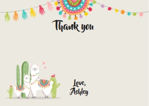 Thank you Card Llama Brown design preview