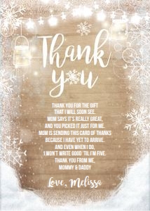 Thank you Card snow Wood design preview