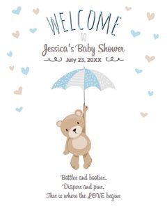 Welcome Sign teddy Bear Blue design preview