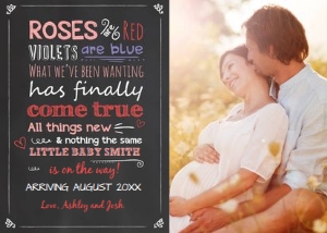 Pregnancy Reveal Valentine Roses are Red - With Photo design preview