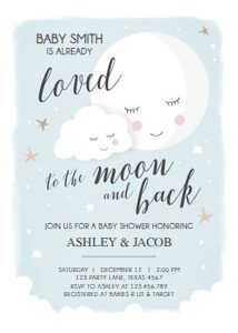 Baby Shower Invitation Moon Blue design preview
