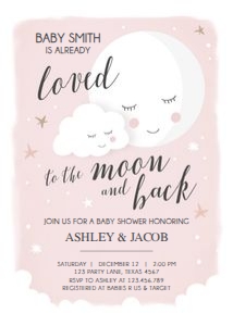 Baby Shower Invitation Moon Pink design preview