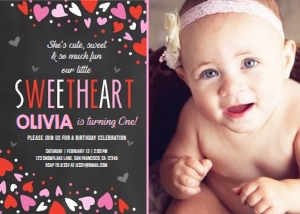 Birthday Invitation Valentine Sweetheart Chalk with photo design preview