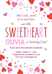 Birthday Invitation Valentine Sweetheart design preview