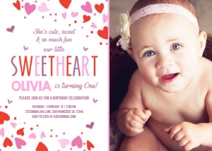 Birthday Invitation Valentine Sweetheart with photo design preview