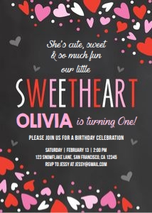 Birthday Invitation Valentine Sweetheart Chalk design preview