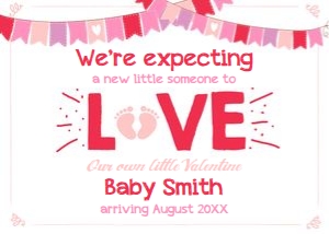 Pregnancy Announcement Valentine Love White Horizontal design preview