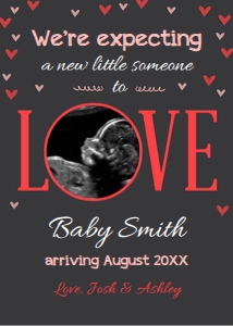 Pregnancy Announcement Love Red design preview