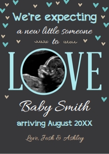 Valentine Pregnancy Announcement Love Black Blue design preview