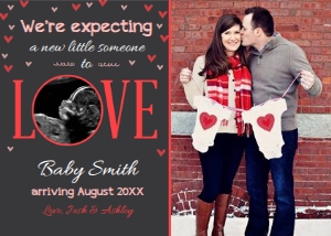 Pregnancy Announcement Love Red with photo design preview