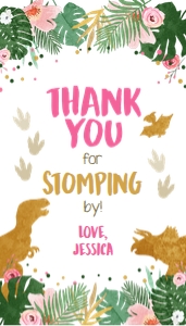 Thank You Tag Gold Dinosaur Girl design preview