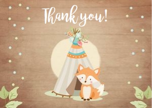 Thank you Card Fox Teepee Wood design preview