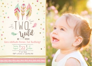 Birthday Invitation Two Wild Creme - With photo design preview