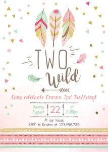 Birthday Invitation Feathers Two Wild design preview