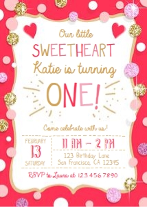 Birthday Invitation Sweetheart Valentine Confetti design preview