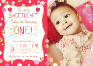 Birthday Invitation Sweetheart Valentine Confetti - With Photo design preview