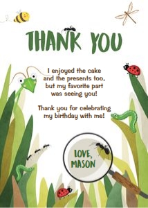 Thank you card Bug design preview
