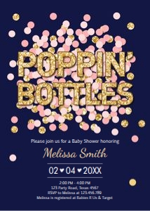 Baby Shower Invitation Poppin Bottles Navy design preview