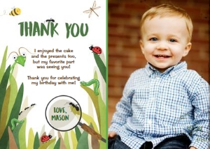 Thank you card Bug - With photo design preview