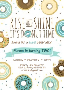 Birthday Invitation Donut Rise and Shine Boy design preview