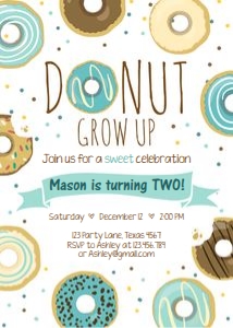 Birthday Invitation Donut Grow Up Boy design preview