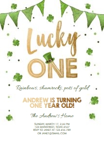 Birthday Invitation Lucky One White design preview