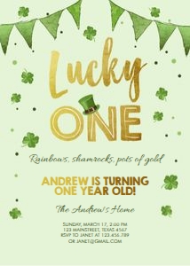 Birthday Invitation Lucky One Green design preview