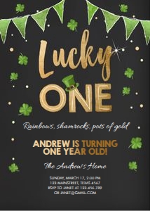 Birthday Invitation Lucky One Black design preview