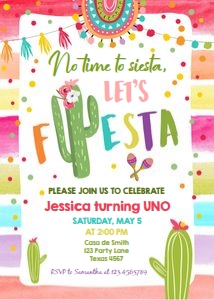 Birthday Invitation Fiesta Colors White design preview