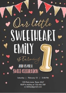 Birthday Invitation Out Little Sweetheart Chalk design preview