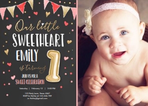 Birthday Invitation Our Little Sweetheart Photo design preview