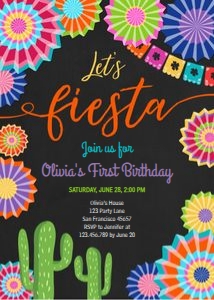 Birthday Invitation Let's Fiesta 2 Chalk: Birthday Invitation Let's Fiesta 2 Chalk