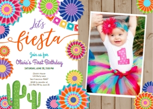 Birthday Invitation Let's Fiesta 2 White Photo design preview