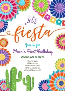 Birthday Invitation Let's Fiesta 2 White: Birthday Invitation Let's Fiesta 2 White
