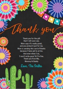 Thank You Card Fiesta Baby Shower Chalk design preview